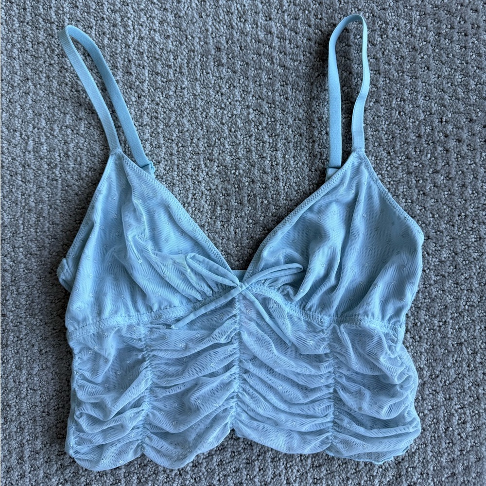 Light Blue Mesh Tank Top